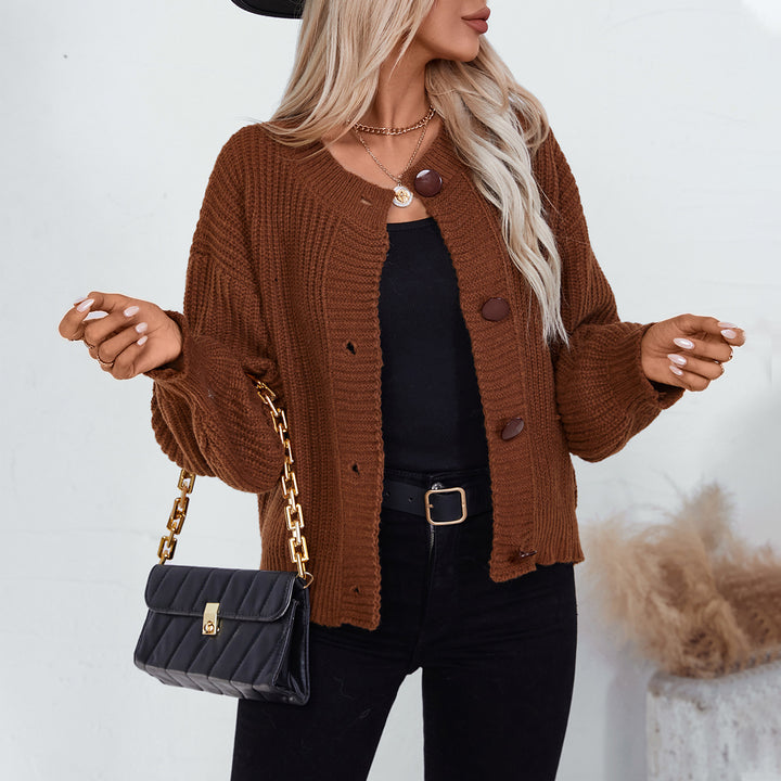 Ladies comfortable knit cardigan with large buttons and a relaxed fit Lune London