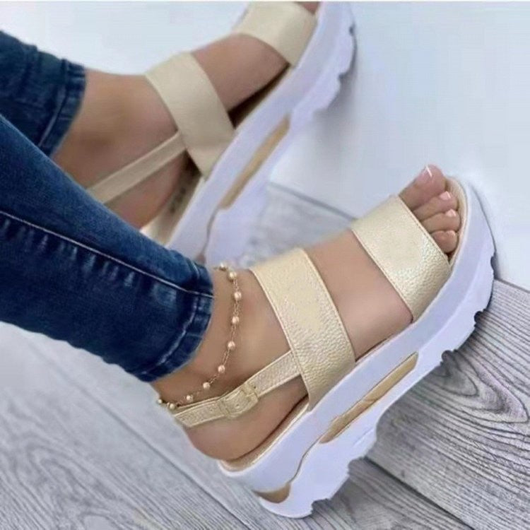 Women's platform sandals with wide adjustable straps and non-slip sole Lune London