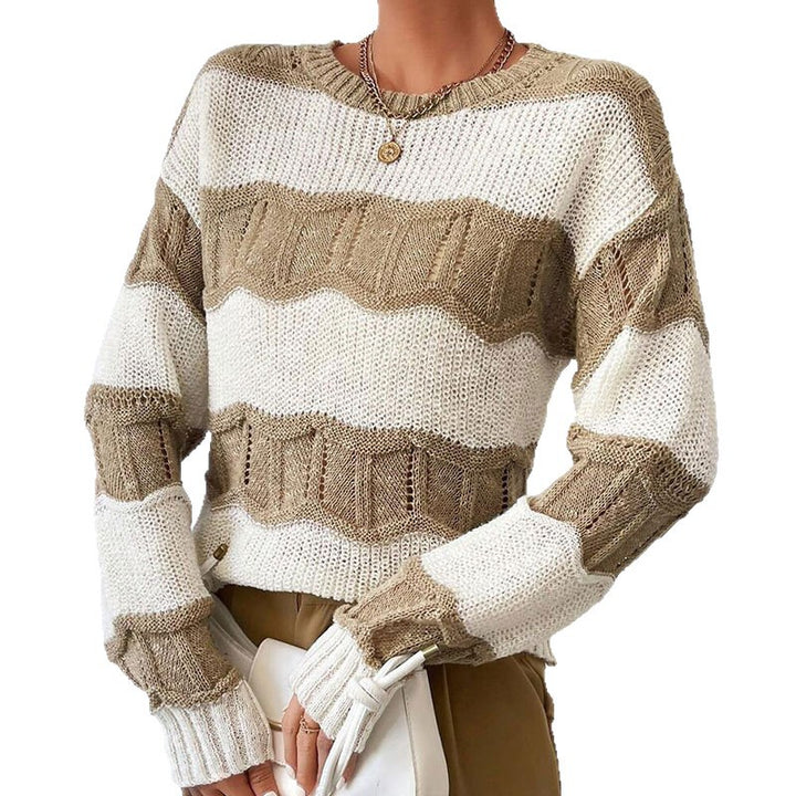 Sweat à tricoter décontracté pour femmes avec une texture en vagues et des manches longues Chic & Stil
