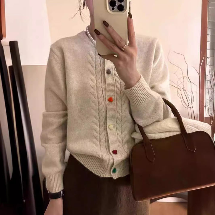 Women's cozy cardigan with button embellished details and a playful design Lune London
