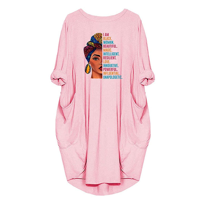 Dress for women with a relaxed fit, creative pattern and practical pockets Lune London