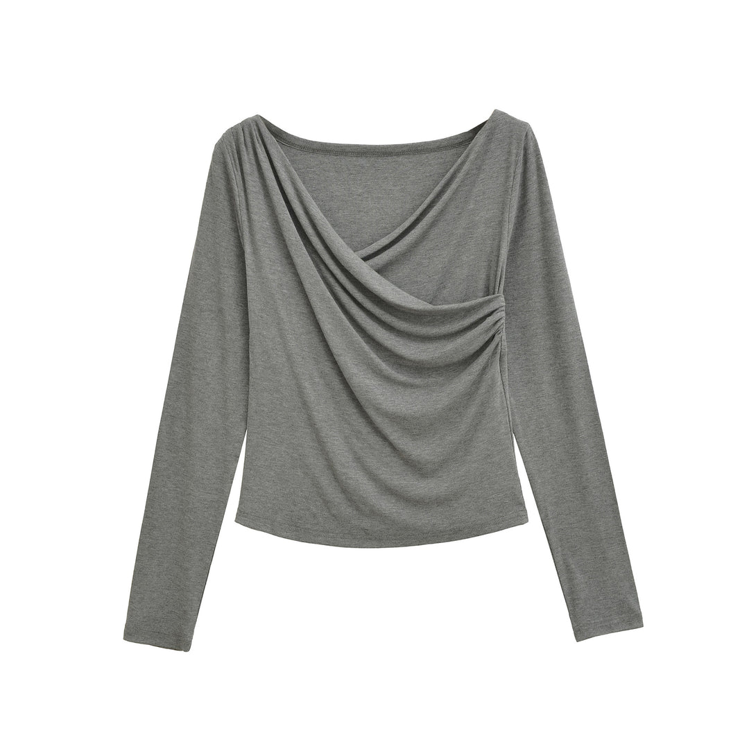 Long sleeve women's t-shirt with an elegant draped design Lune London