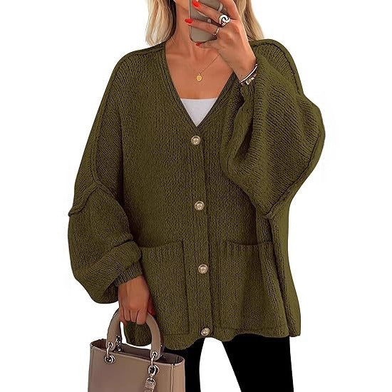 Ladies oversized cardigan with buttons and large pockets Lune London