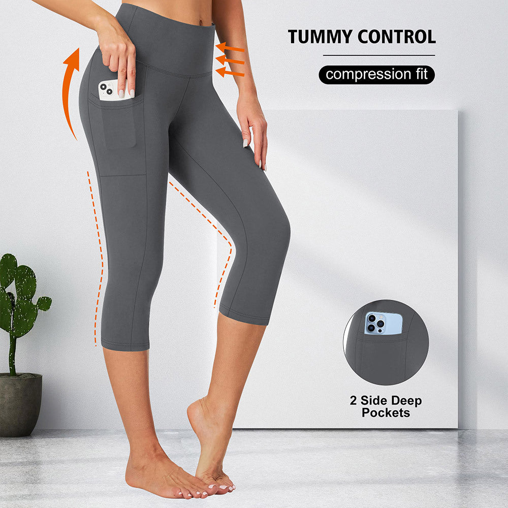 Women's Compression Leggings with Tummy Control and Side Pockets Lune London