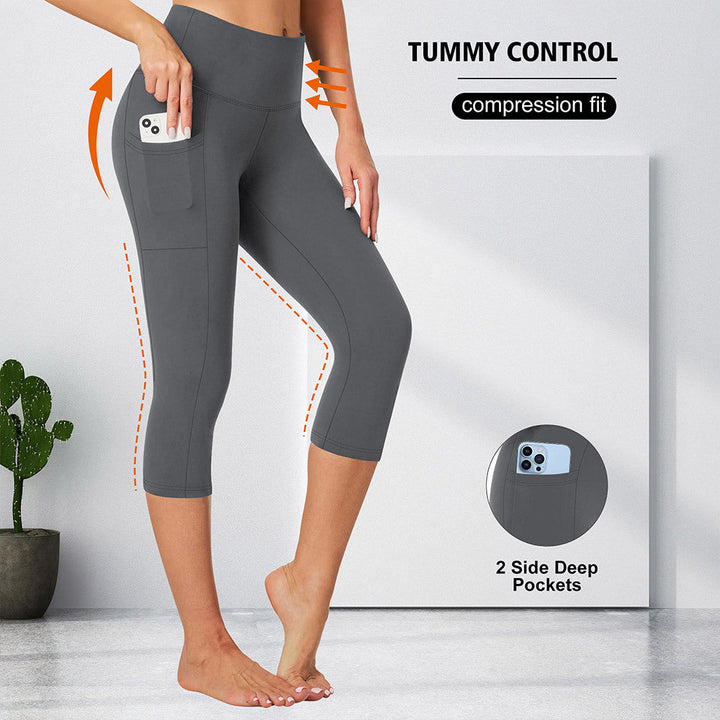 Women's Compression Leggings with Tummy Control and Side Pockets Lune London