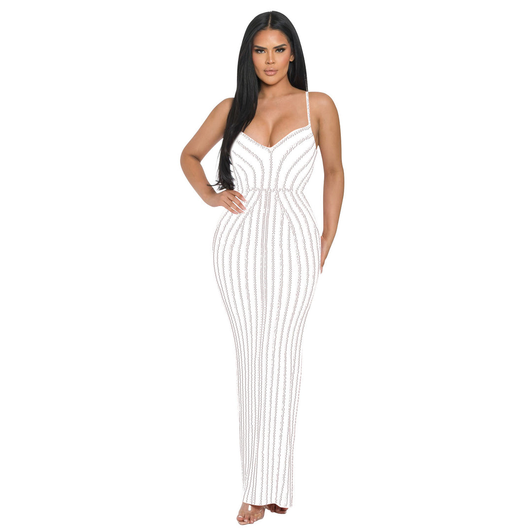 Ladies Elegant Chic Striped Maxi Dress