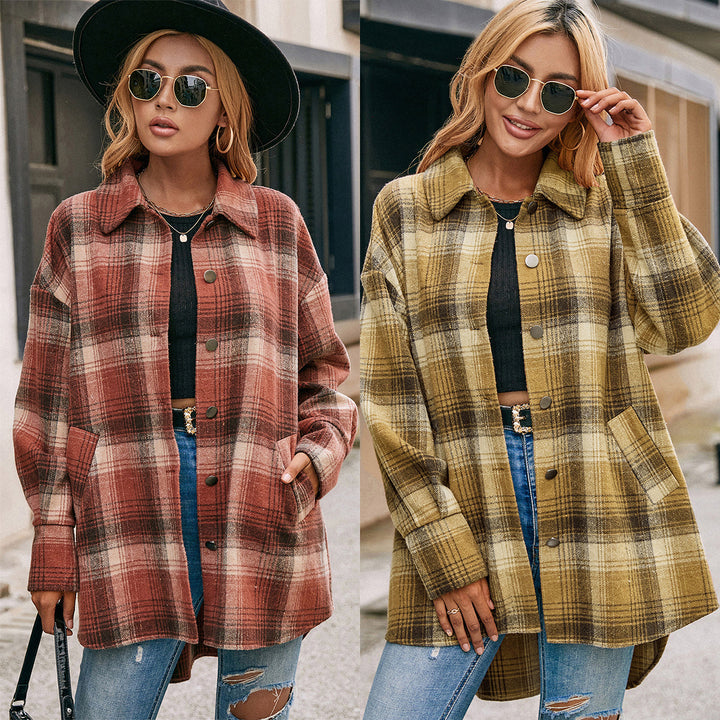 Lune London tartan design wool coat for women