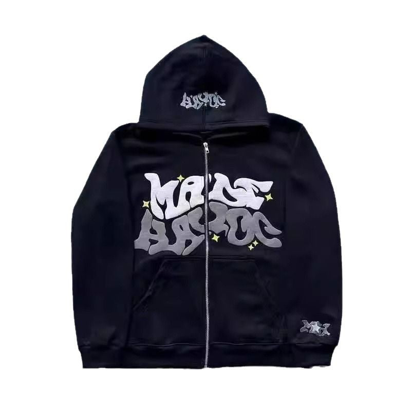 Women's hooded jacket with creative graphic design and high-quality zipper Chic & Stil