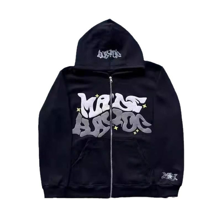 Women's hooded jacket with creative graphic design and high-quality zipper Chic & Stil