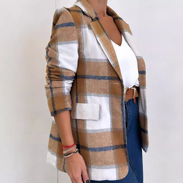 Ladies Elegant Checked Wool Blazer Lune London