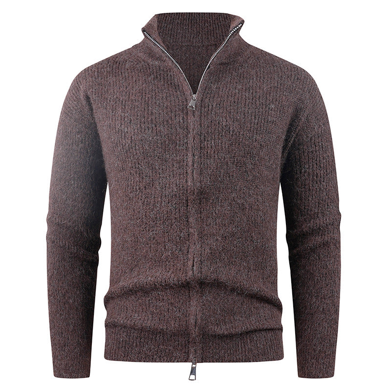 Knitted pullover for men with modern zipper and textured fabric Lune London