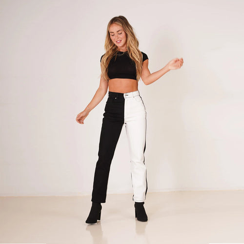 Lune London asymmetrical jeans for women