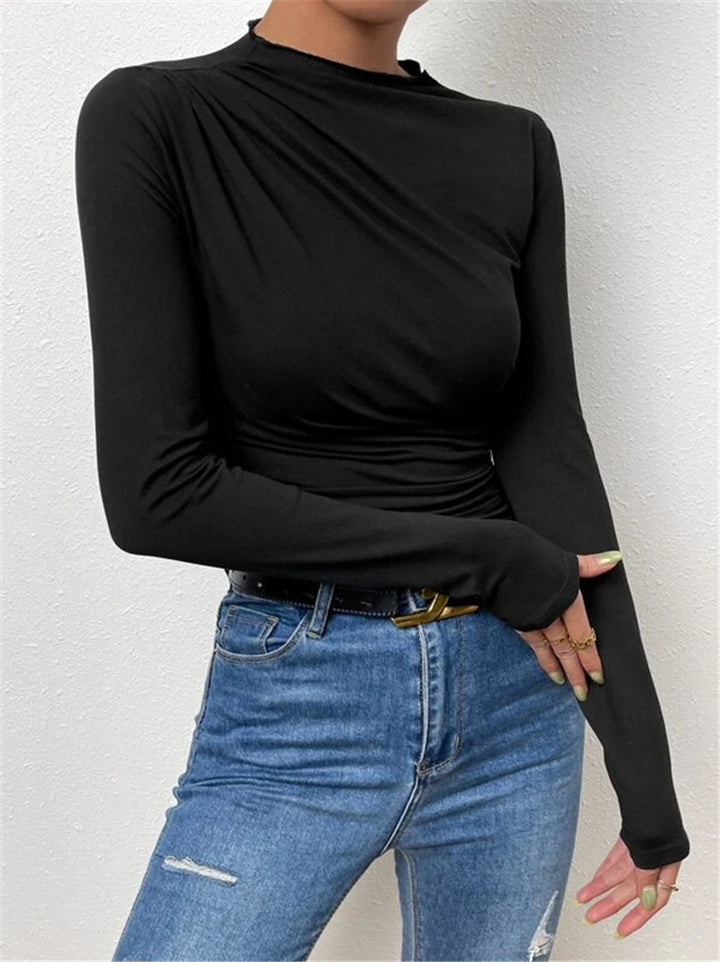 Ladies elegant long sleeve t-shirt with refined chic and style
