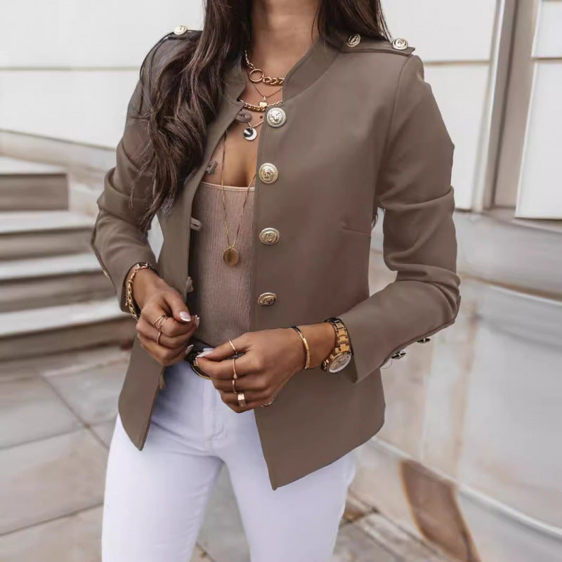 Trendy women's blazer with gold buttons and slim fit Lune London