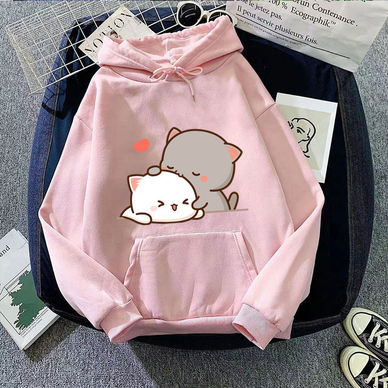 Women's hooded sweatshirt with cute cat design Chic & Stil