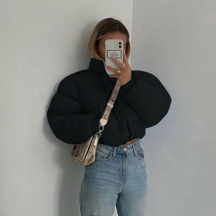 Quilted jacket for women with high collar and shorter cut Lune London