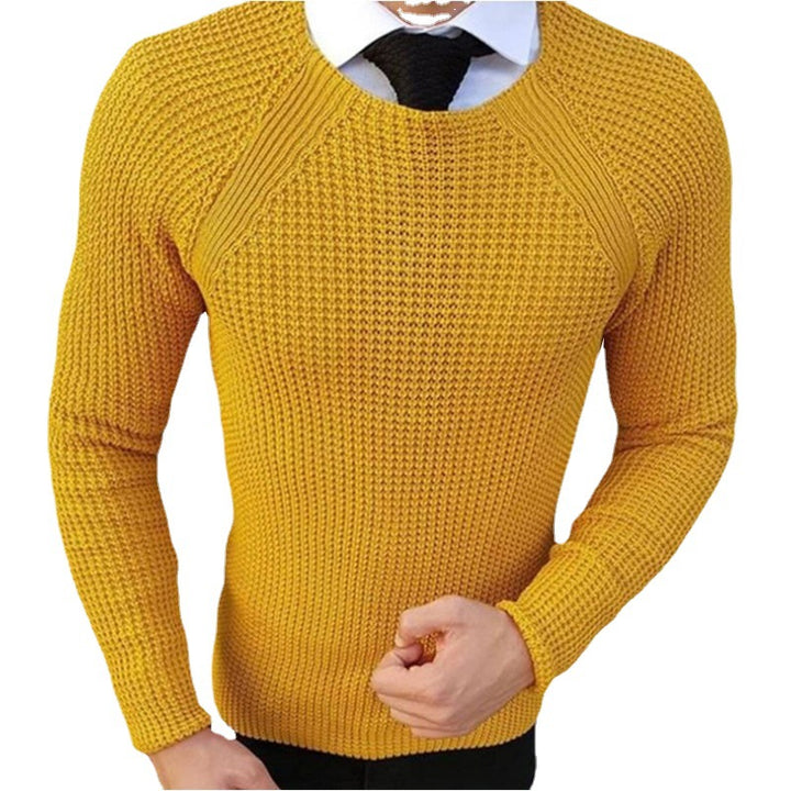 Fine knit sweater for men with structured wavy pattern and round neck Lune London