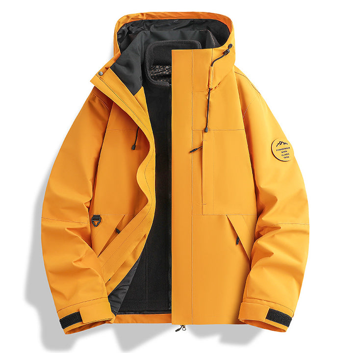 Functional outdoor jacket for men with adjustable hood design Lune London