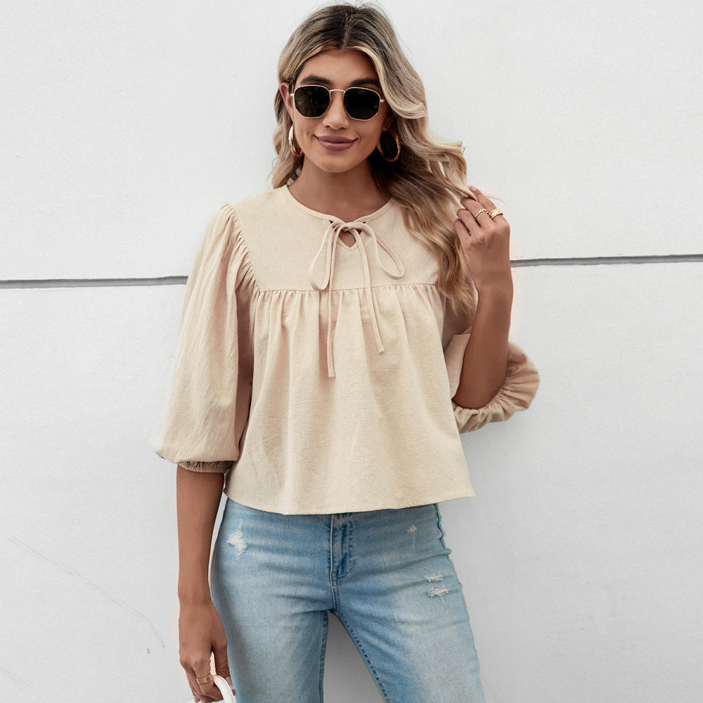 Blouse femme à manches larges et nœud ludique Chic & Stil