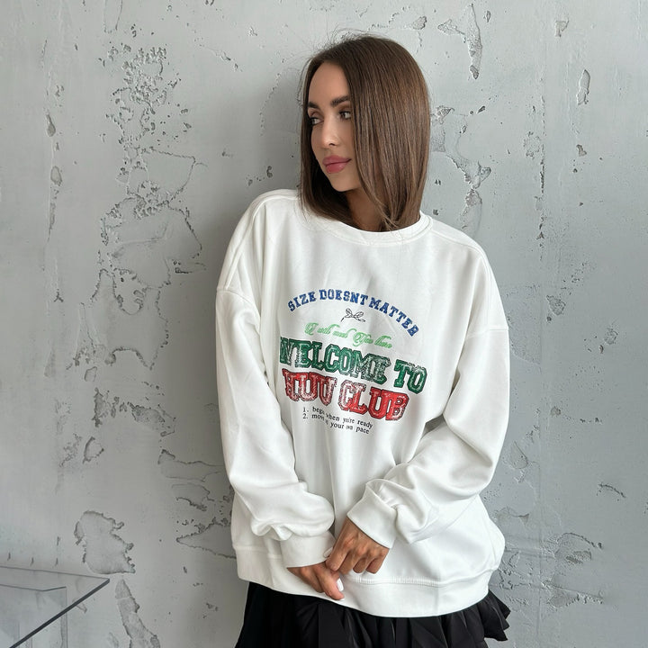 Casual women's sweatshirt with creative inscription Lune London