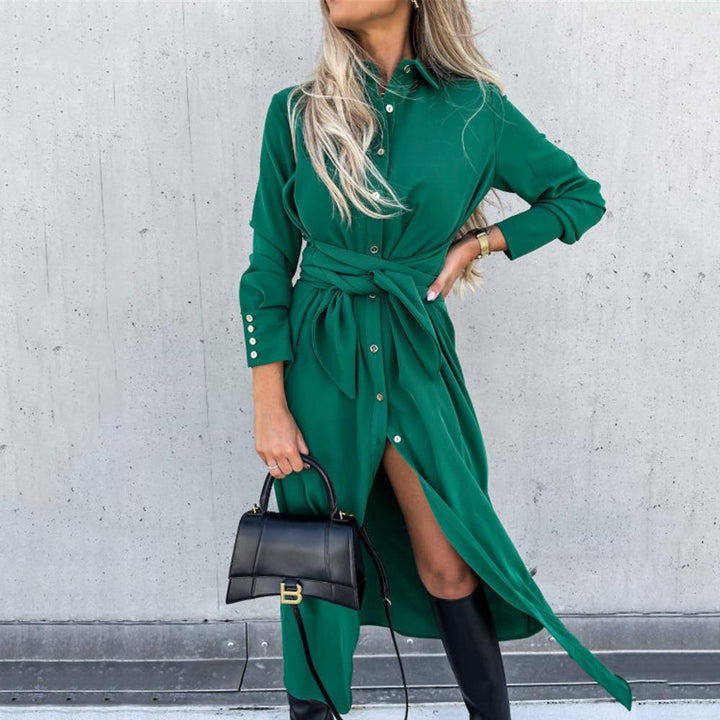 Lune London | Women's Shirt Dress with Tie Belt and Side Slit