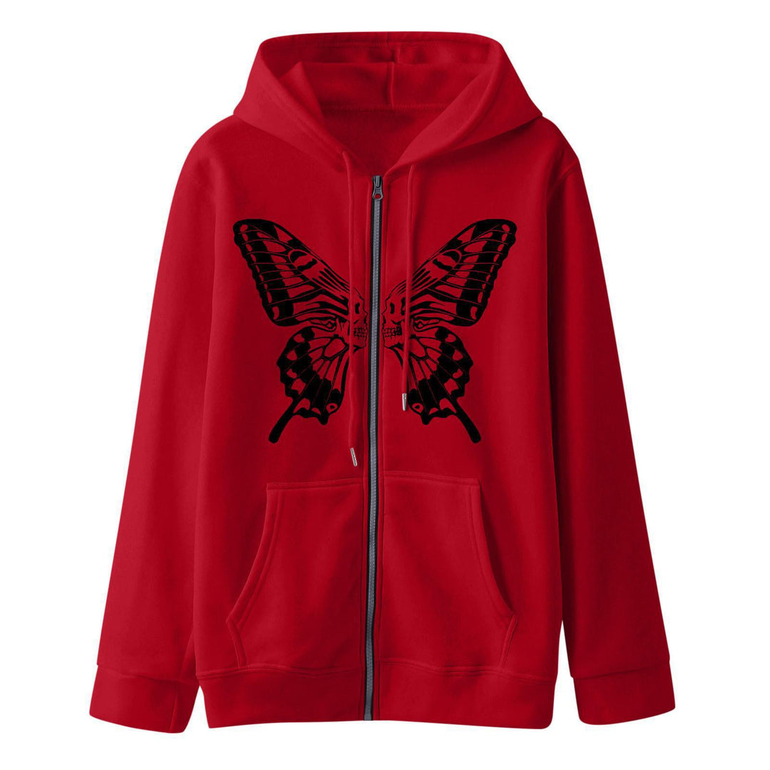 Women's hoodie sweatshirt jacket with unique butterfly print Lune London