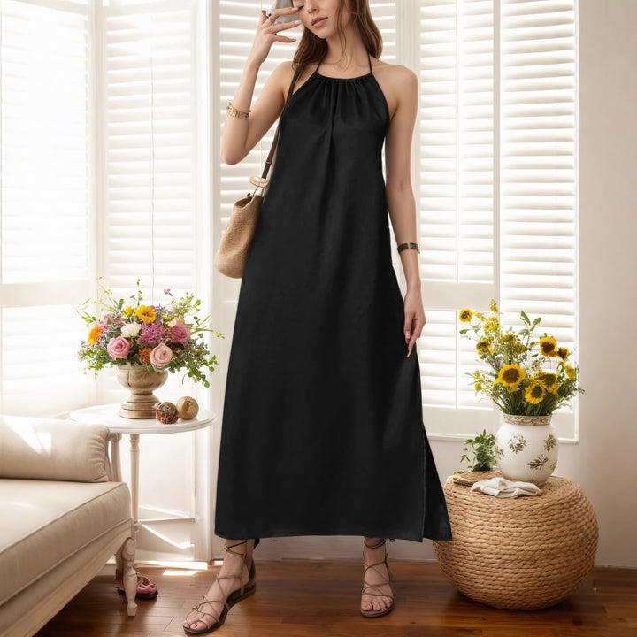 Women's Maxi Dress with Elegant Halter Strap Lune London