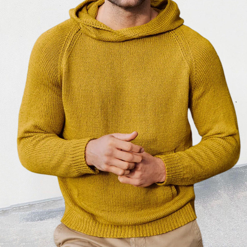 Knit sweater for men with hood and fine mesh texture Lune London