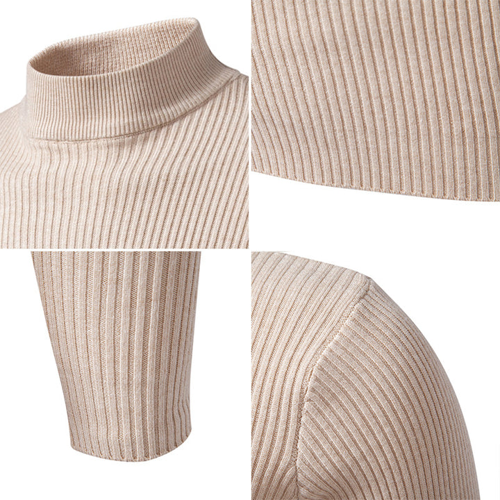 High-quality stretch wool men's turtleneck sweater with ribbed texture Lune London