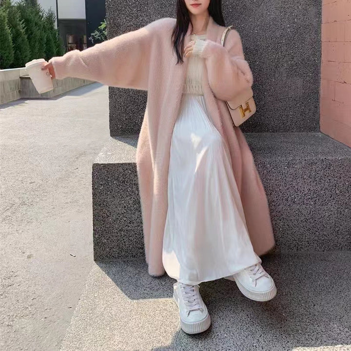 Cardigan Maxi Doux pour Femmes avec Décolleté en V Profond et Silhouette Oversize Chic & Stil