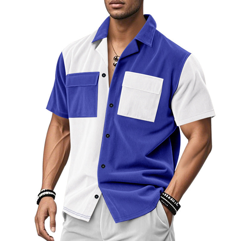 Short sleeve shirt for men with a creative color block design and practical pockets Lune London