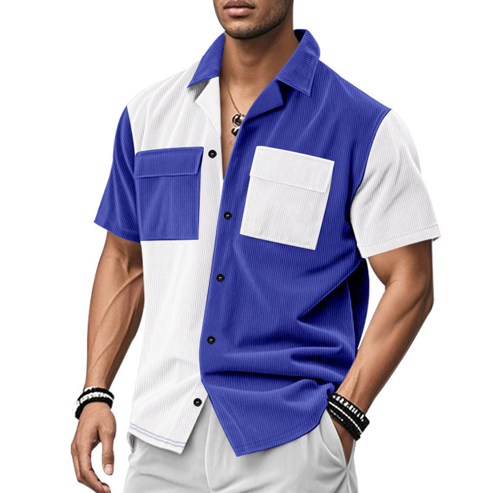Short sleeve shirt for men with a creative color block design and practical pockets Lune London