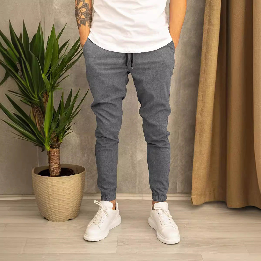 Men's Slim Fit Jogging Pants with Elastic Waistband and Practical Side Flap Pockets Lune London