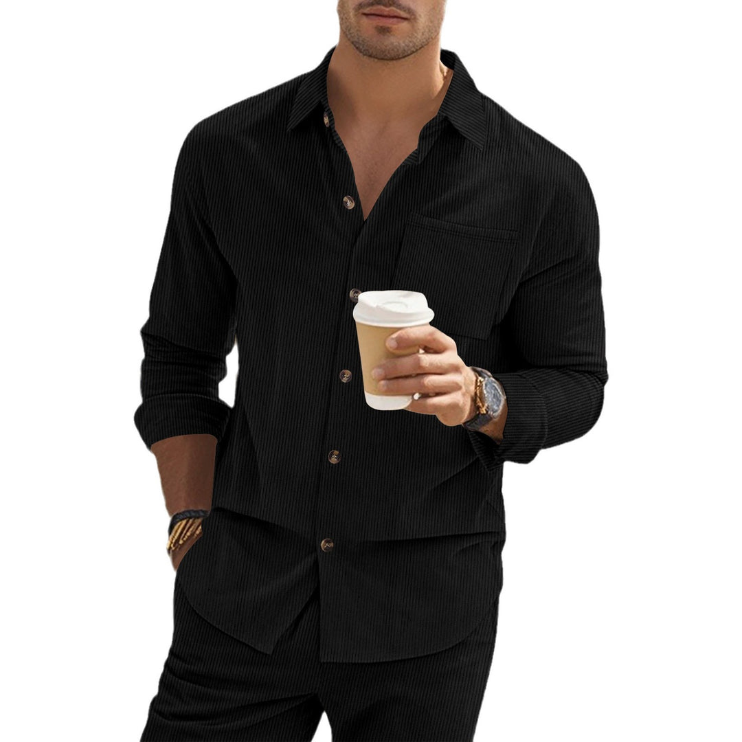 Men's long sleeve shirt with elegant stripes and practical chest pockets Lune London
