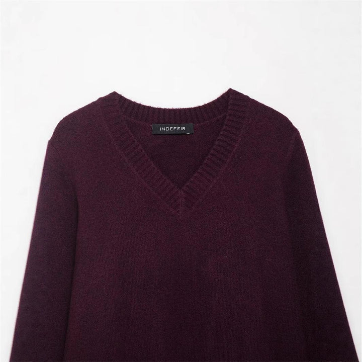 Lune London High Quality Cotton Blend V Neck Knit Sweater for Women