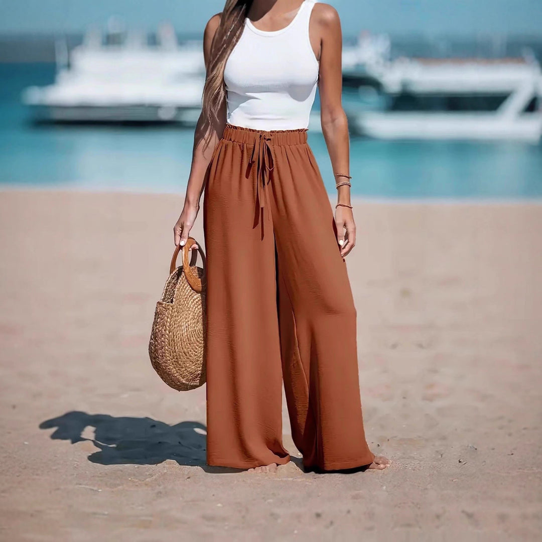 Wide summer pants for women with elastic waist Lune London