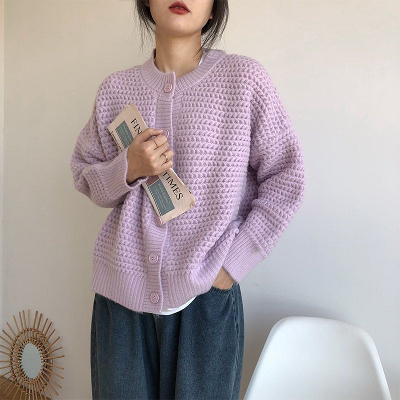 Thick knit jacket for women with button details and oversized cut Lune London