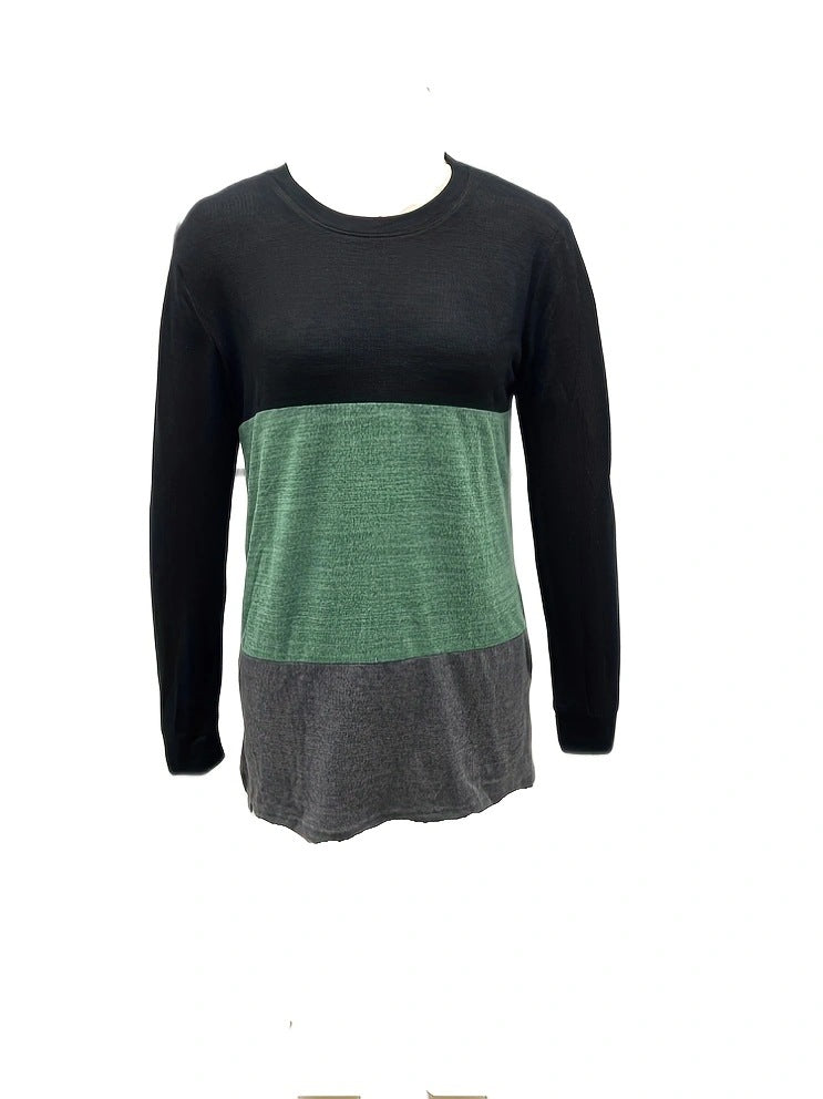 Casual long sleeve t-shirt for women with color block design and soft material Lune London