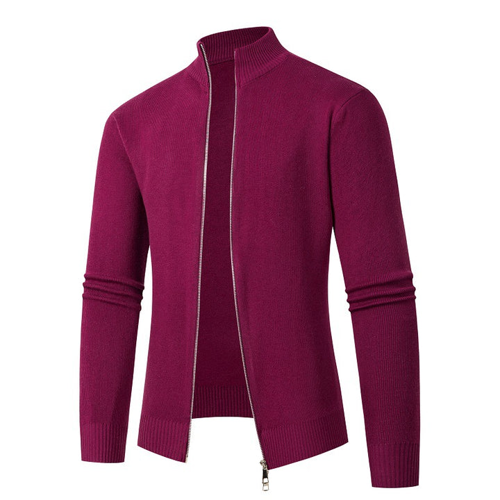 Knitted men's jacket with high collar and zipper Lune London