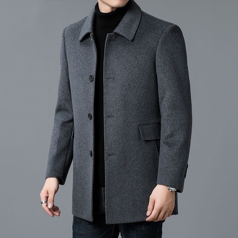 Elegant wool coat for men with textured fabric and classic cut Lune London