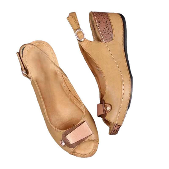 Open back wedge heel sandals for women Lune London