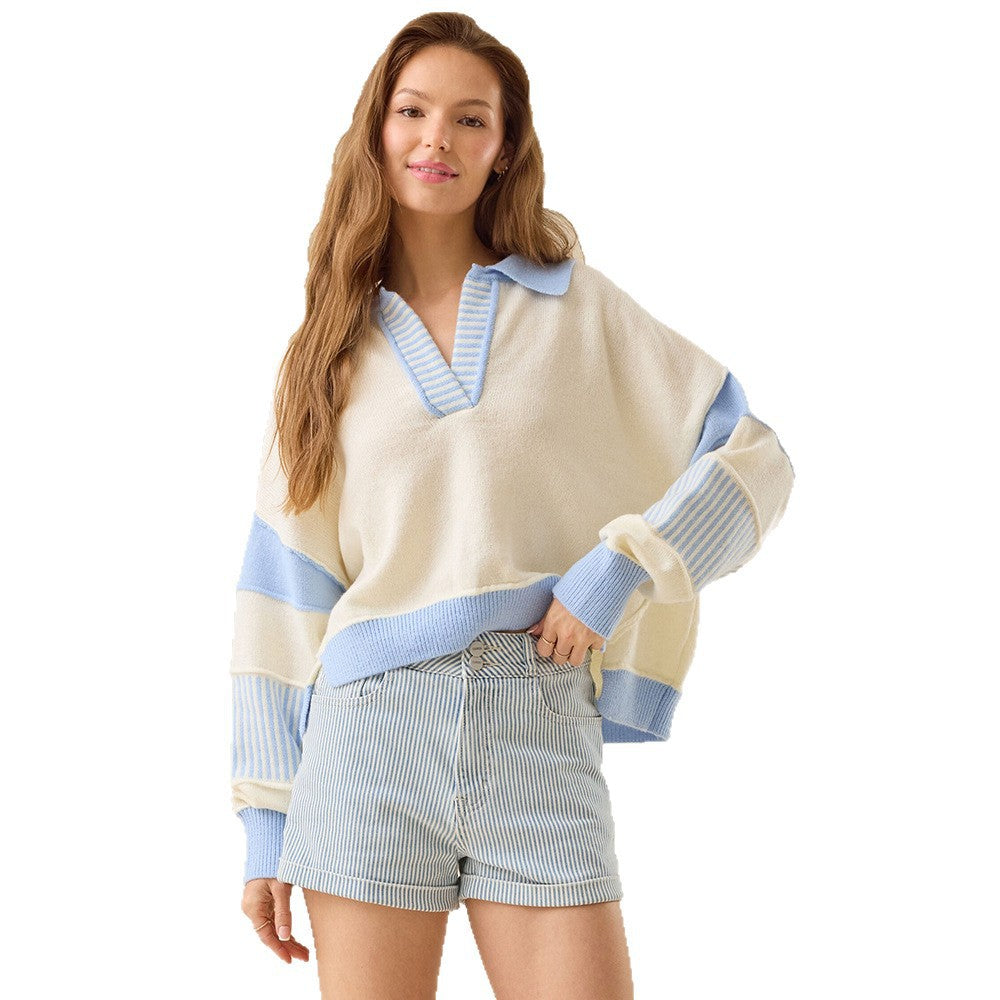 Women Casual Sweater with Modern Collar and Structured Design Lune London