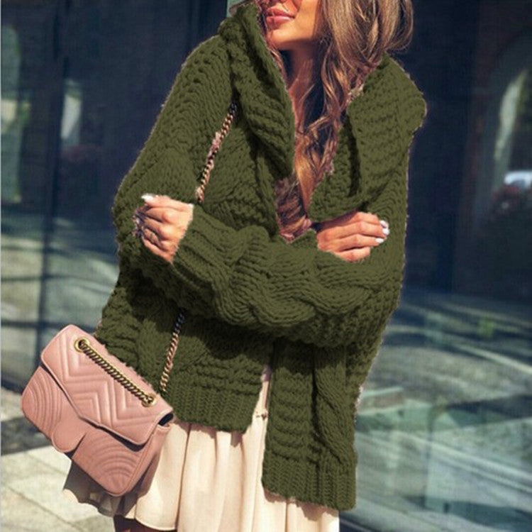 Ladies oversized knitted cardigan with asymmetrical cut and oversized sleeves Lune London