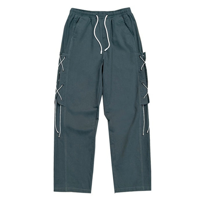 Women's Wide Cut Cargo Pants with Decorative Lacing