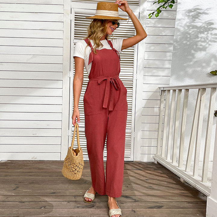 Wide jumpsuit for women with adjustable belt and pockets Lune London