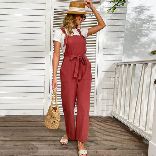Wide jumpsuit for women with adjustable belt and pockets Lune London
