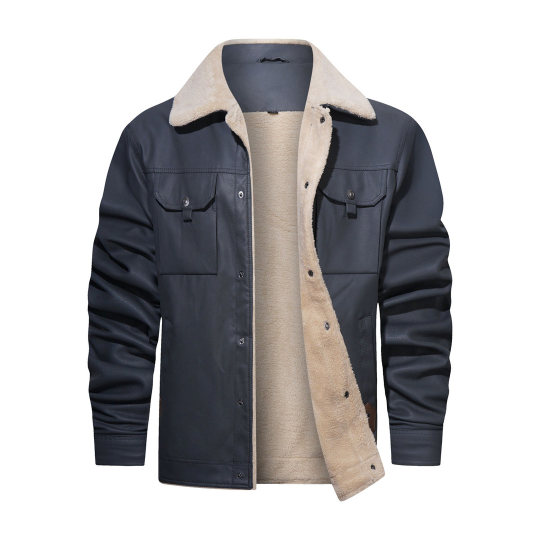 Trendy synthetic leather jacket for men with teddy lining Lune London