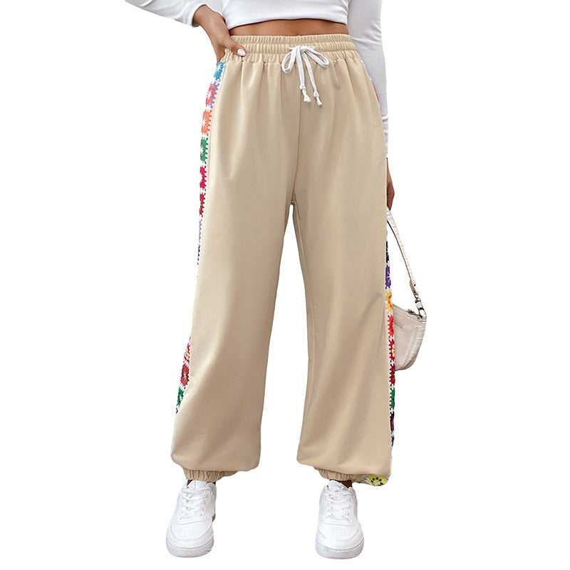 Stylish sweatpants for women with decorative side embroidery Lune London