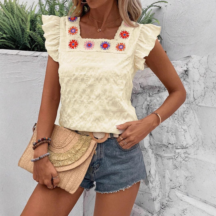Women Embroidered Ruffle Blouse Lune London