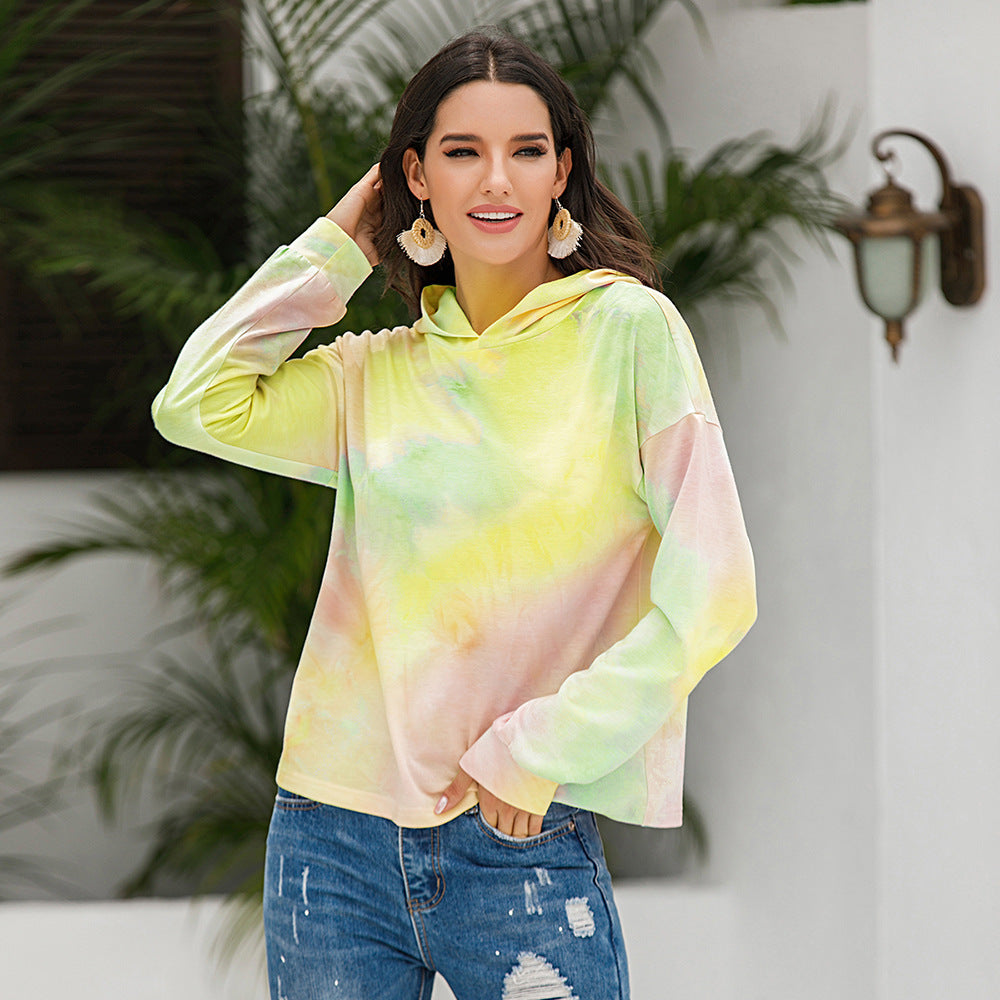 Casual hoodie for women with a modern Tie-Dye Chic design and style